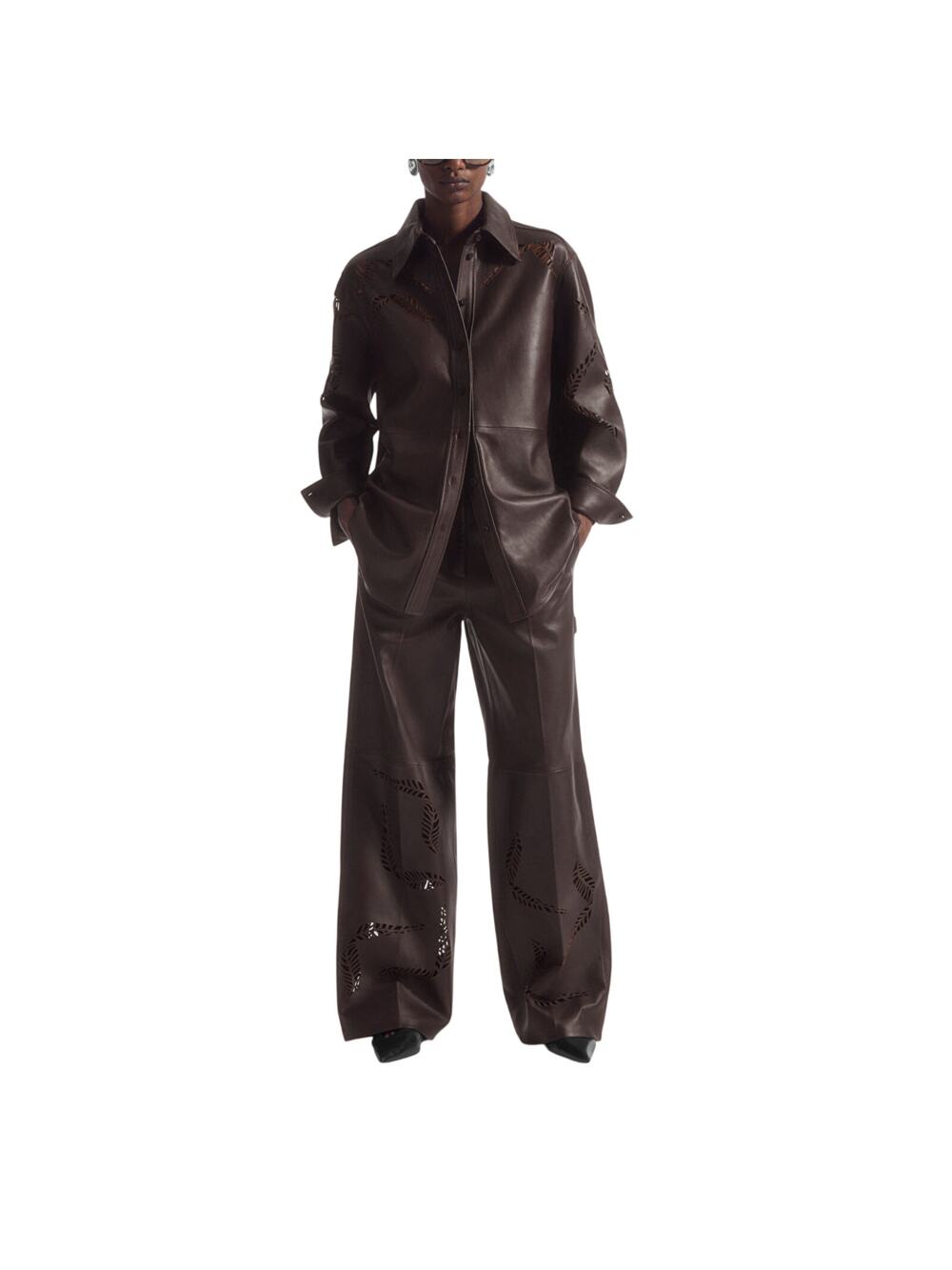 Cos Leather Brown Utility Trousers Size 8